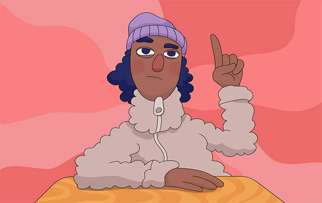 En ung person räcker upp handen